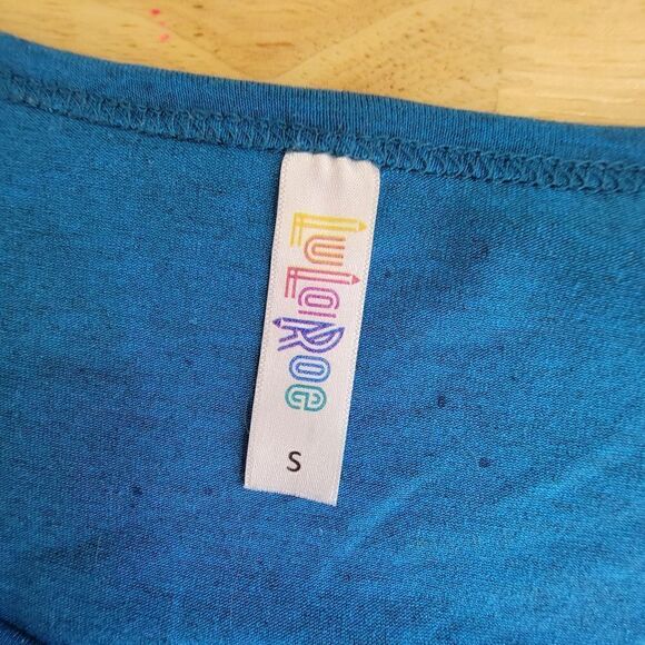 LulaRoe Long Sleeve Tunic Knit Top Blue Size Small - Picture 3 of 8